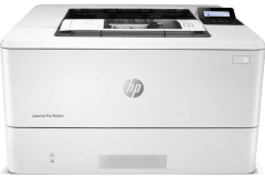 HP LaserJet Pro M404dn Drucker, Weiß / Grau, Vorderansicht.