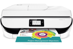 HP OfficeJet 5232 Drucker, Weiß, Vorderansicht.