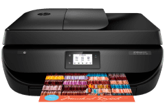 HP OfficeJet 4657 Drucker, Schwarz, Vorderansicht.