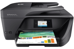 HP Officejet Pro 6960 Drucker, Schwarz, Vorderansicht.