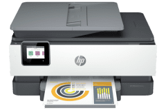 HP OfficeJet Pro 8022e Drucker, Weiß / Grau, Vorderansicht.