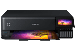 Epson EcoTank ET-8550 Drucker, Schwarz, Vorderansicht.