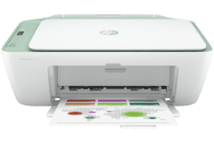 HP DeskJet 2722e Drucker, Weiß / Grün, Vorderansicht