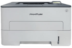 Pantum P3308DW Drucker, weiß, Vorderansicht.