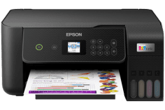 Epson EcoTank ET-2821 Drucker, Schwarz, Vorderansicht.