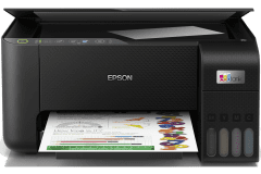 Epson EcoTank ET-2814 Drucker, Schwarz, Vorderansicht.